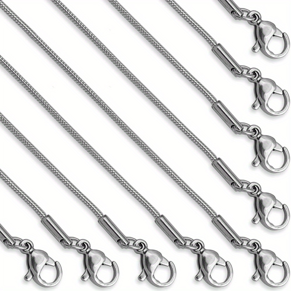 

12-pack 18" Stainless Steel Snake Chain Necklaces For Jewelry Making - Durable 1.2mm Thickness With Strong Clasp