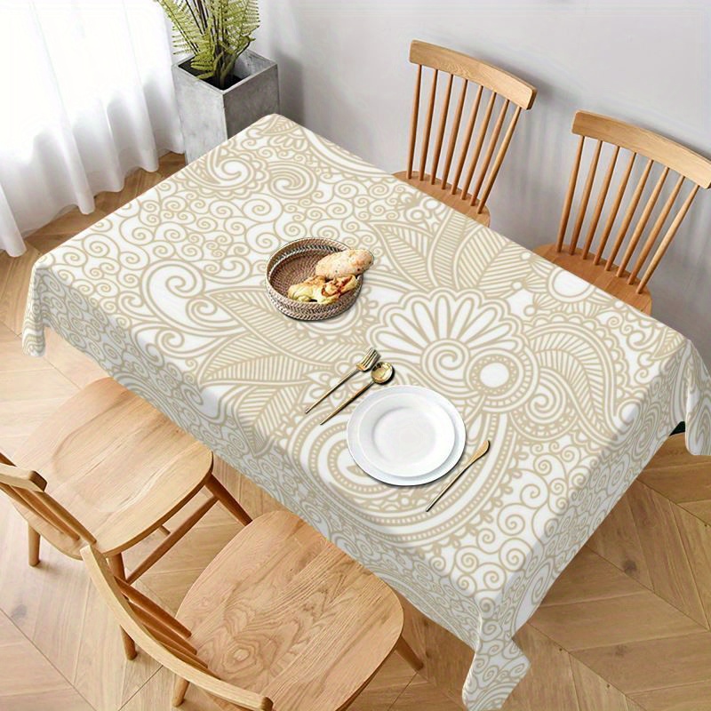 

1pc, Table Cover, Elegant Light Patterned Tablecloth, Waterproof Stain-resistant Polyester, Multipurpose Indoor/outdoor Dining Decor, Ideal For Kitchen, Restaurant, Party & Patio