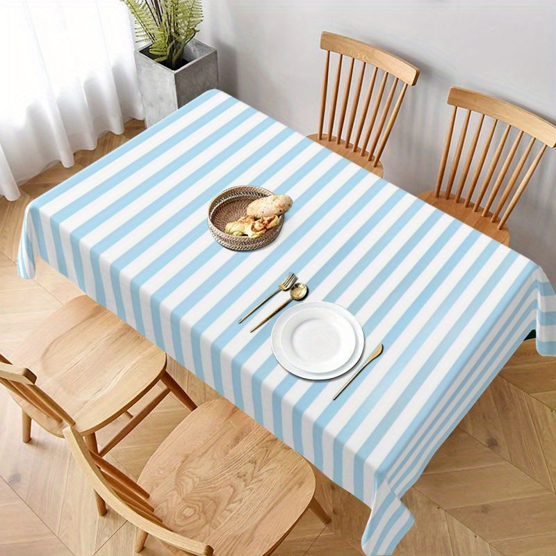 

1pc, Table Cover, Blue And White Striped Pattern Table Cloth, Waterproof And Stain Resistant Tablecloth, Kitchen Restaurant Party And Yard Tablecloth, Suitable For Indoor/outdoor Decor
