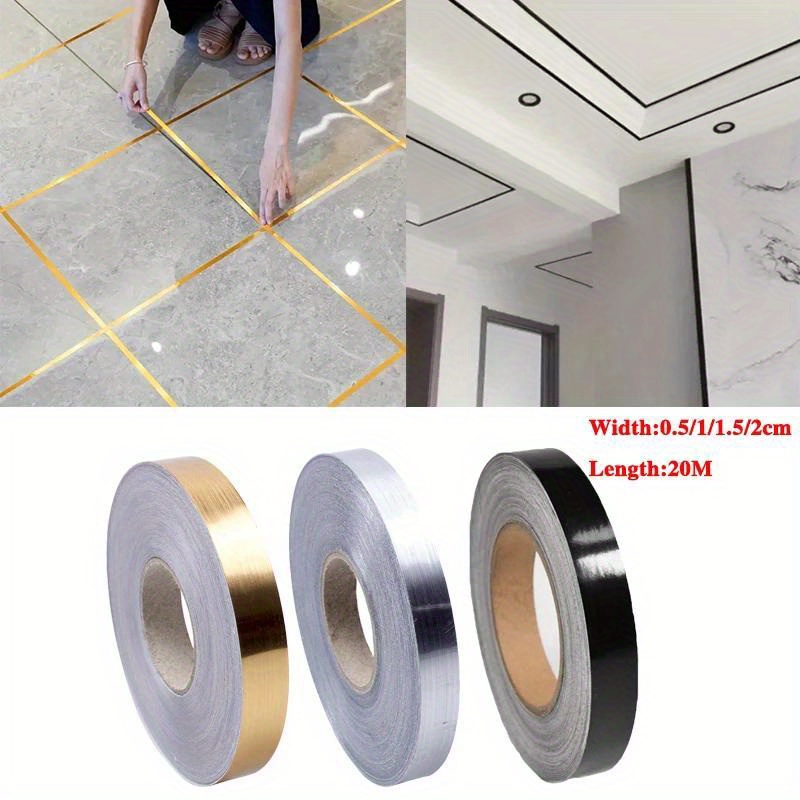 

20m Golden Black Self-adhesive Tile Stickers Tape Floor Waterproof Wall Gap Sealing Strip Tile Beauty Seam Sticker Home Decoratio