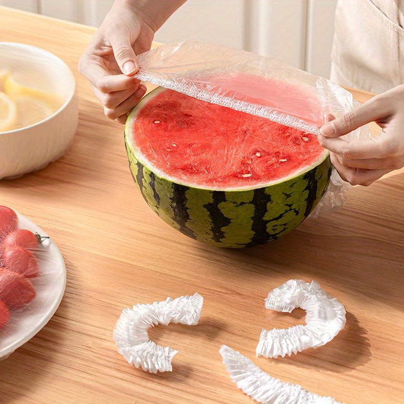 100pcs disposable food covers leak proof dust proof odor resistant plastic wrap for   fruits vegetables   kitchen storage restaurant use details 2