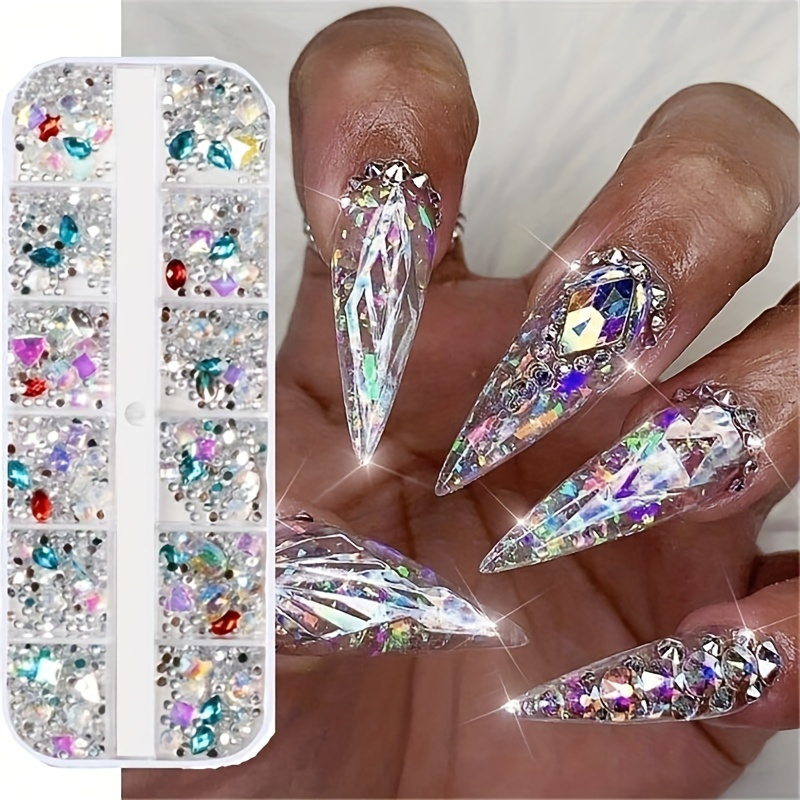 Luxury Glass Crystal Rhinestone Set Nail Art Multi shaped Temu