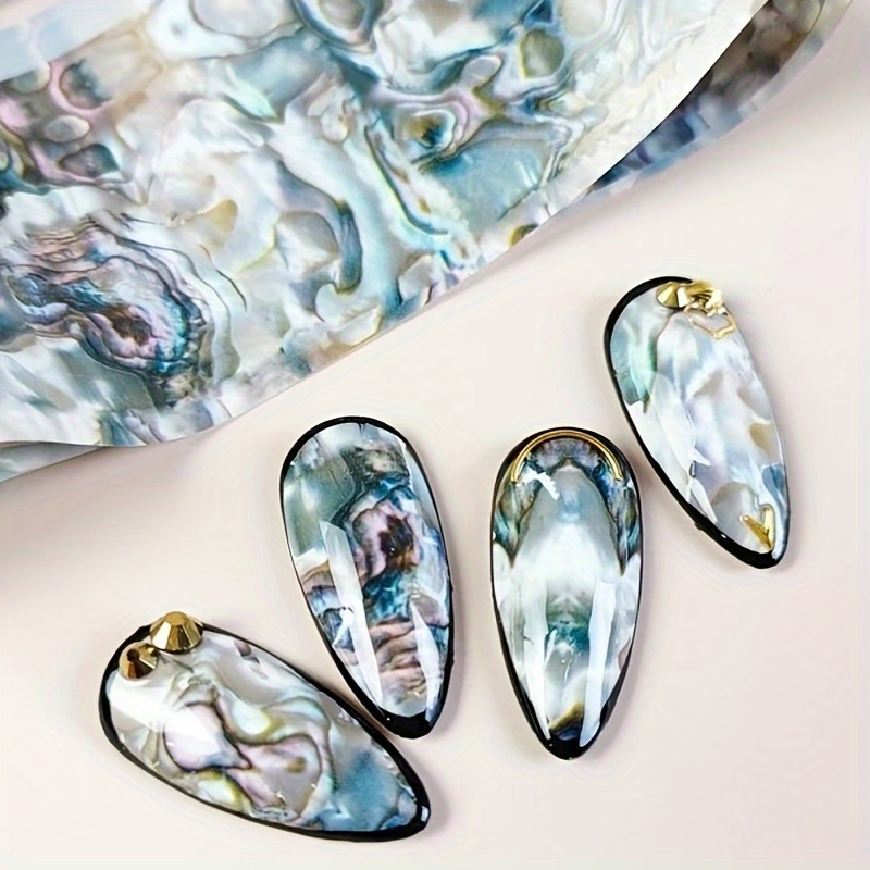 

Easy-apply Marble & Shell Pattern Nail Art Transfer Foil Stickers - Long-, For Natural & Fake Nails