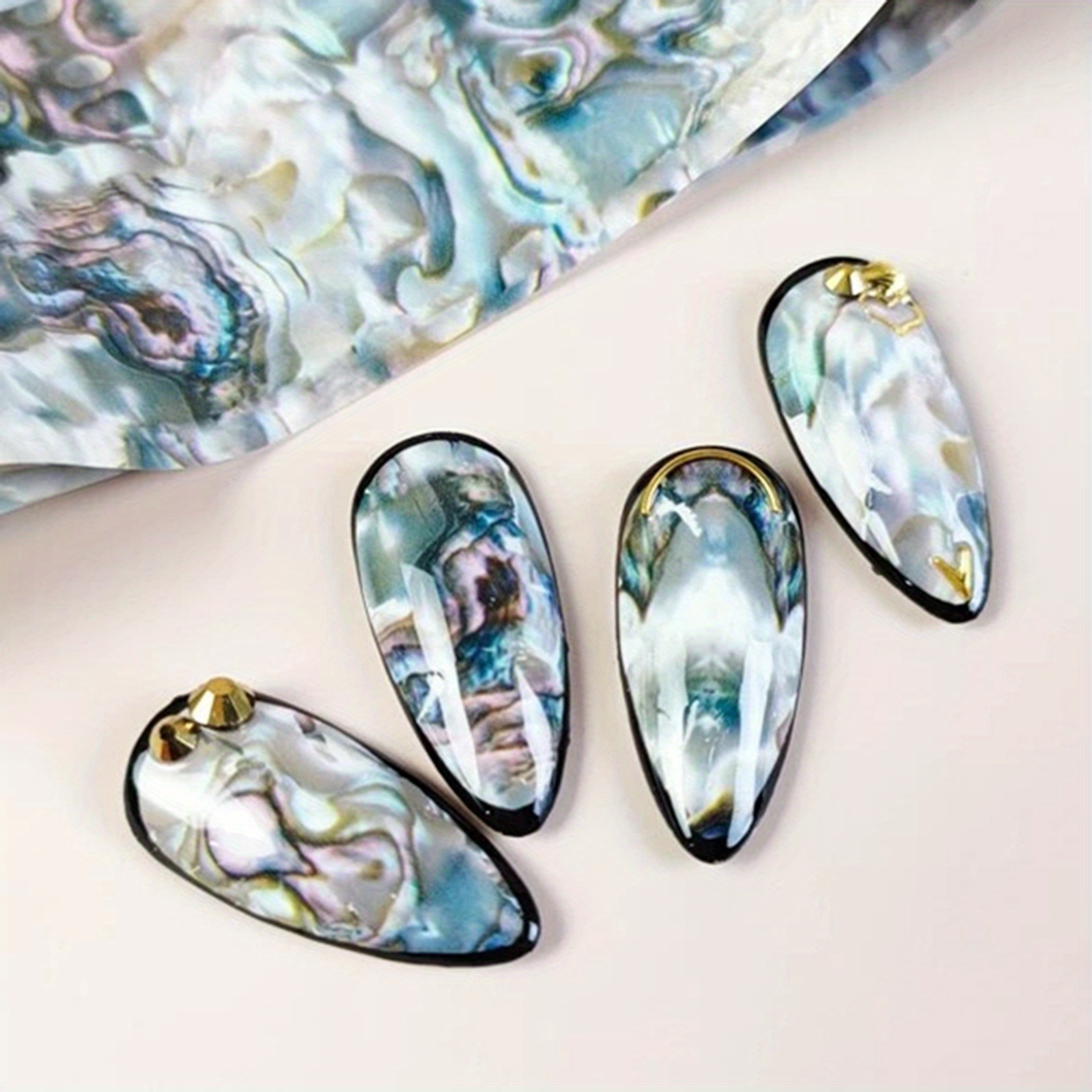 Easy-apply Marble & Shell Pattern Nail Art Transfer Foil Stickers - Long-lasting, Versatile For Natural & Fake Nails
