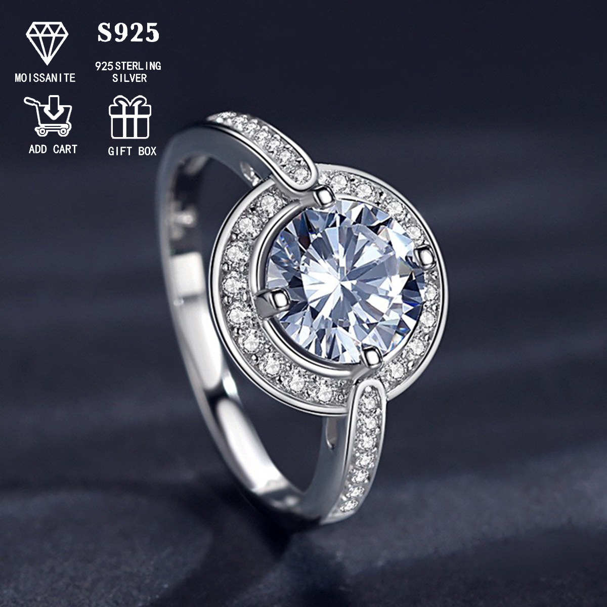 about   silver s925 hypoallergenic 2ct 3ct moissanite round diamond crossing ring arm ring womens ring proposal anniversary valentines day gift   all match jewelry light   gifts for girls holiday gifts great gift box details 2