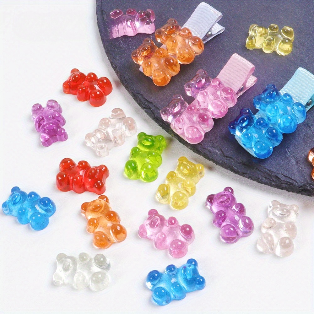 

50-piece Cute Gummy Bear Resin Charms - Colorful Crystal Bear Accessories For Diy Phone Cases, Hair Pins & Jewelry Crafts Gummy Bear Charms Gummy Bear Beads