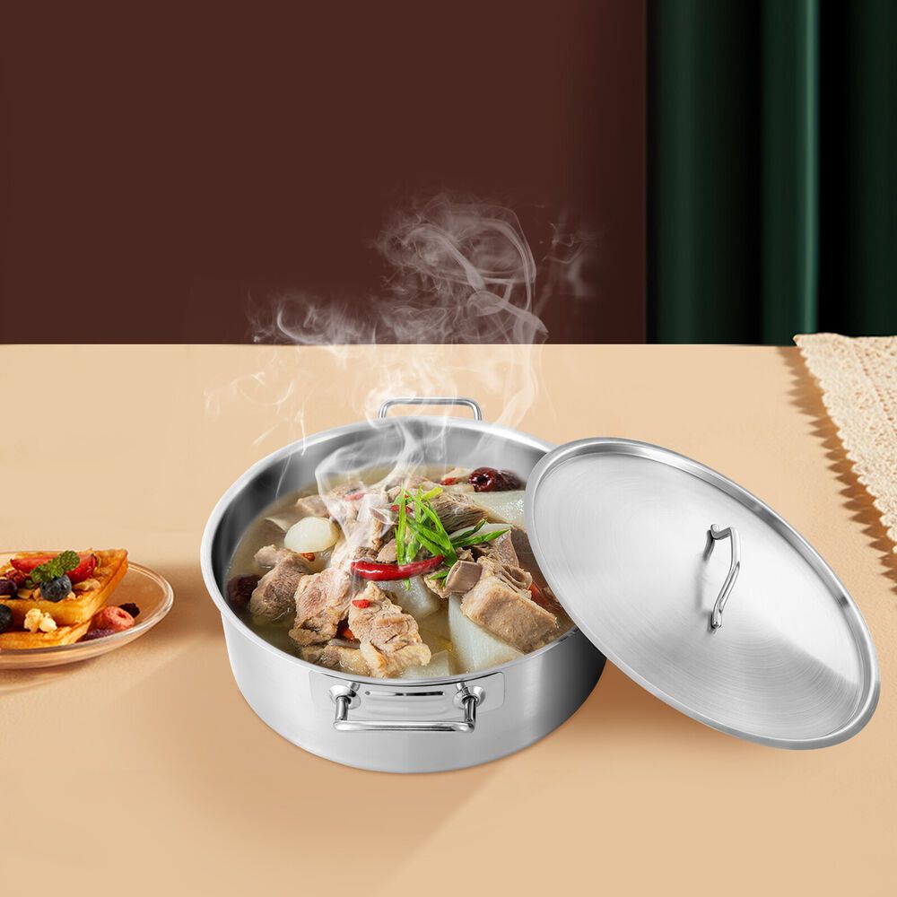 

1pc Stainless Steel Large , 11 Qt Pot With Lid, Multipurpose Soup Cookware, And Cooking Pot For Catering, Restaurants, Food Trucks