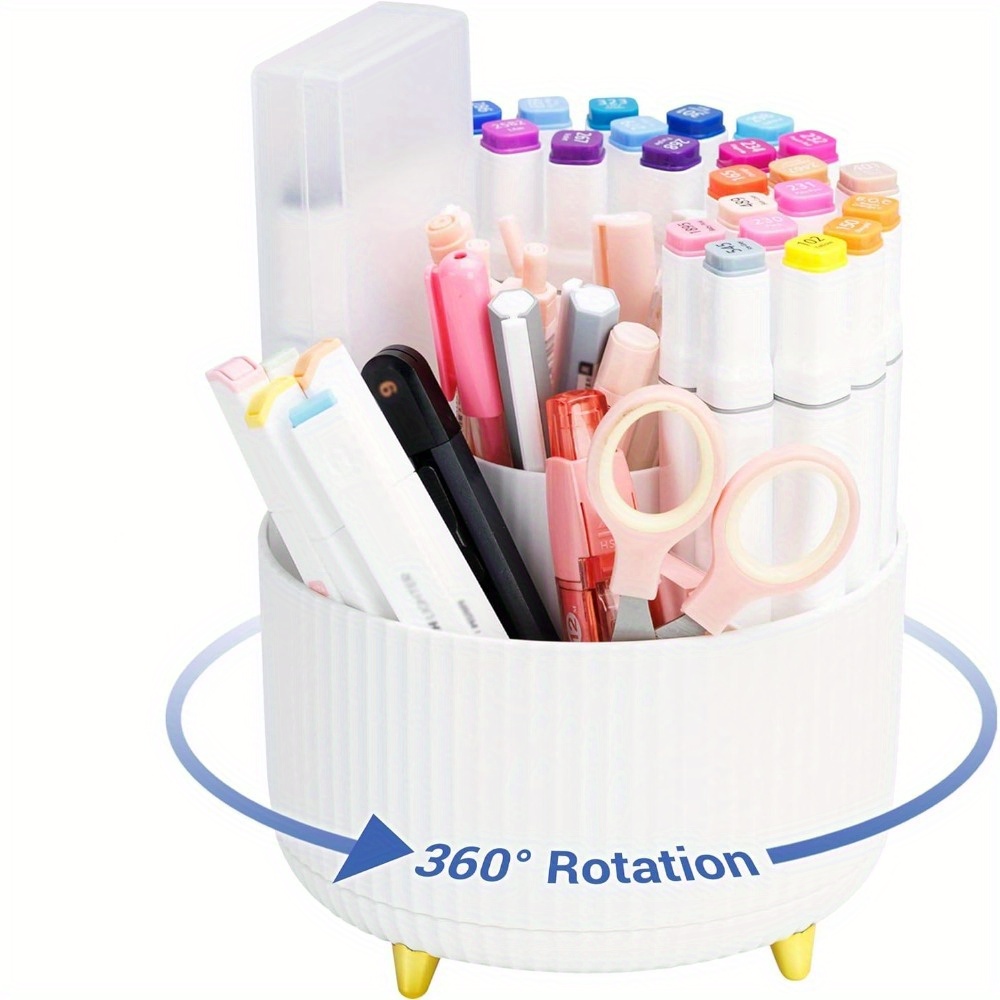 Pen Holder - Pen Holder With 6 Compartments, 360° Rotating Desk Organizer And Accessories For Men And Women, Suitable For Schools, Teachers, Offices