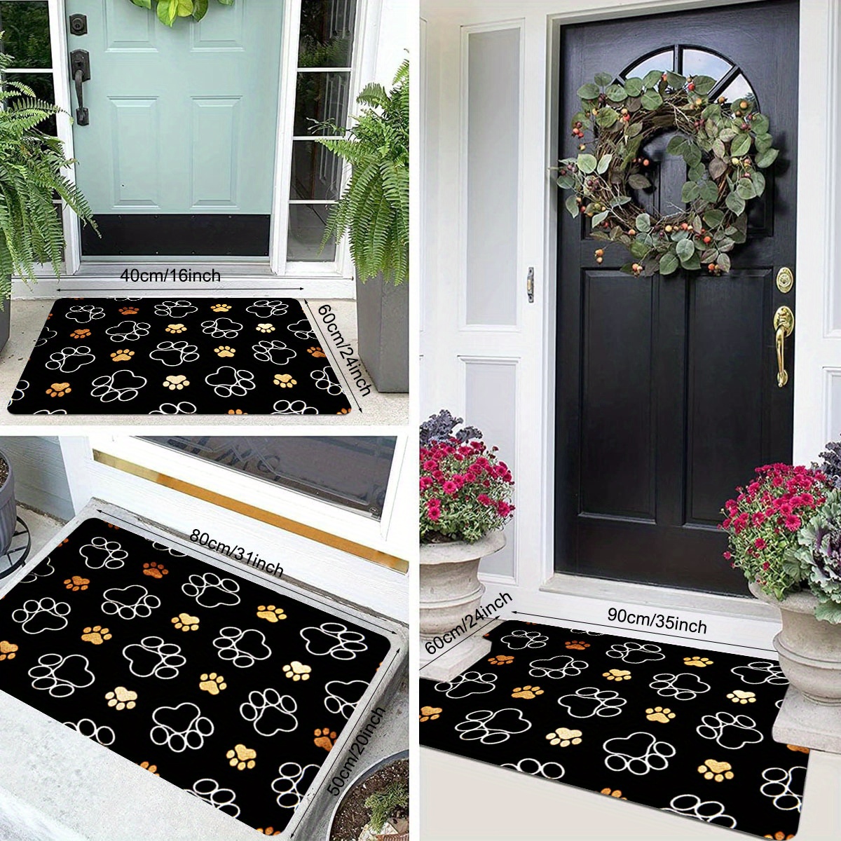 1pc cute cat paw print doormat polyester non slip entrance rug stain resistant quick dry mat for indoor outdoor use lightweight   fathers day mothers day graduation juneteenth   decor details 1