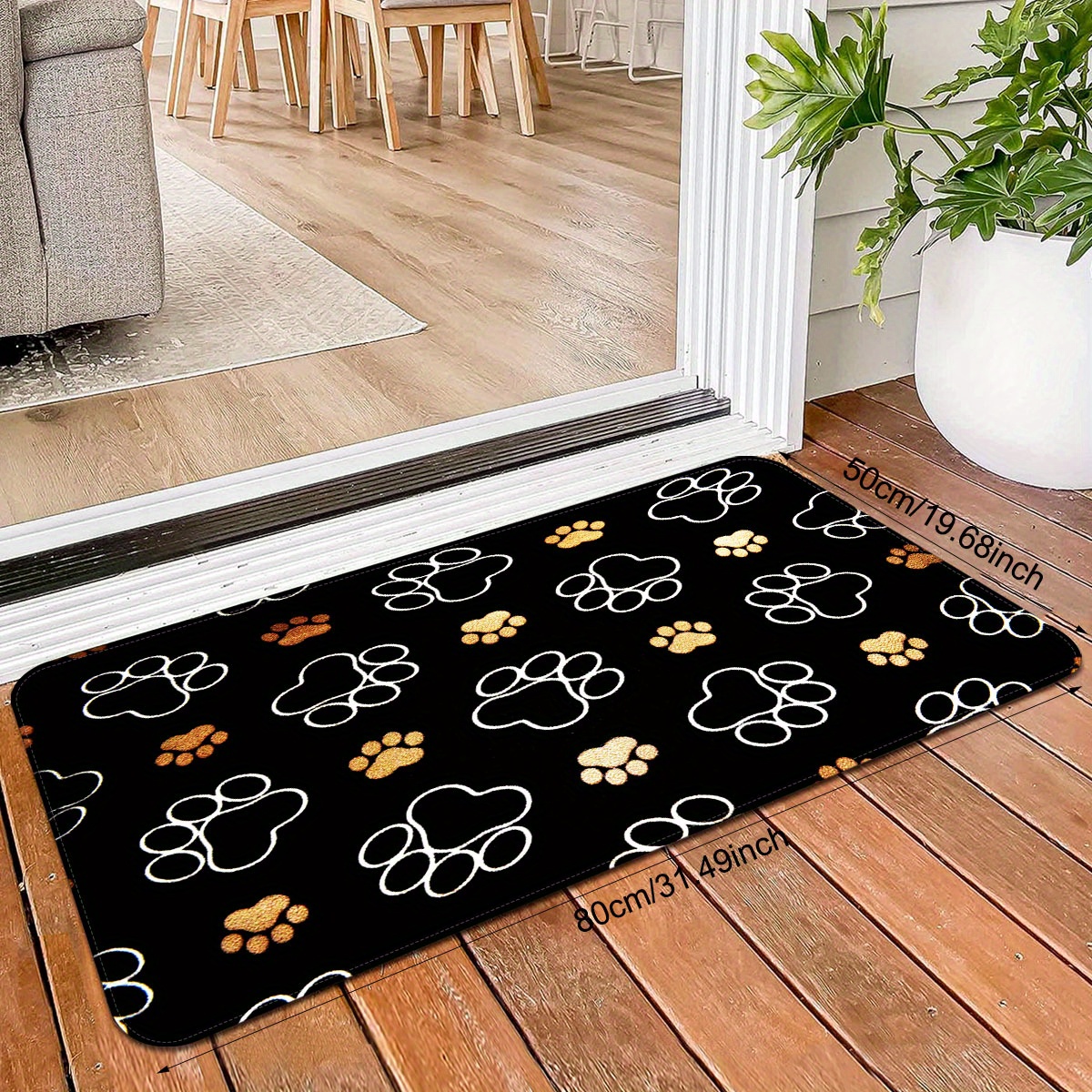 1pc cute cat paw print doormat polyester non slip entrance rug stain resistant quick dry mat for indoor outdoor use lightweight   fathers day mothers day graduation juneteenth   decor details 3