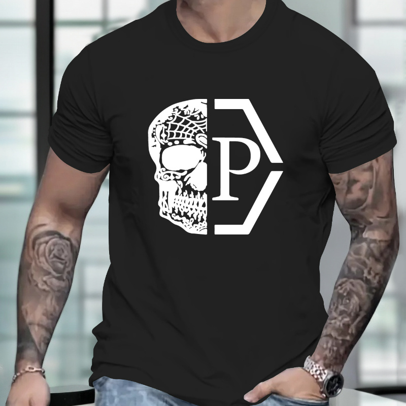 

Men's Casual Crew Neck Graphic T-shirt With Stylish Novelty Print, Trendy Printed Short Sleeve Top For Summer Daily Wear