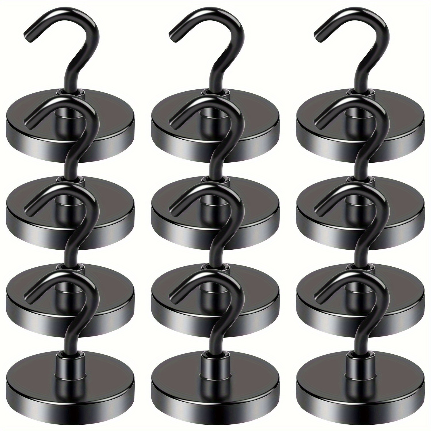 

Heavy-duty Black Magnetic Hooks - Adjustable, Door-mounted Neodymium Magnets For Home, Kitchen, And Use