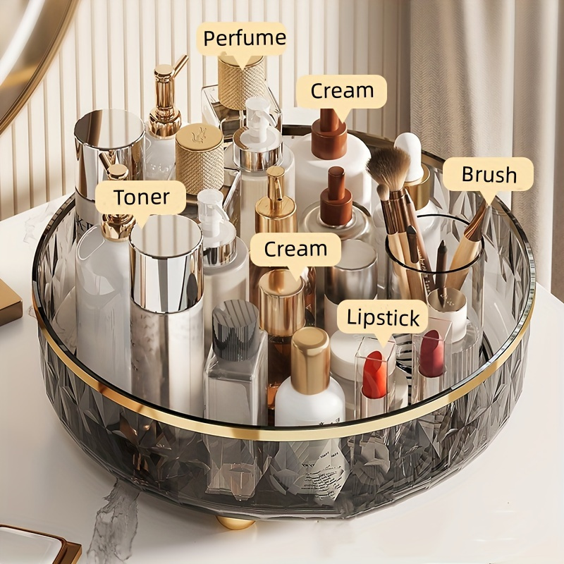 Light Luxury Rotating Shelf For Bathroom Cosmetics And Toiletries, Practical Storage Tray And Rotating Organizer Box