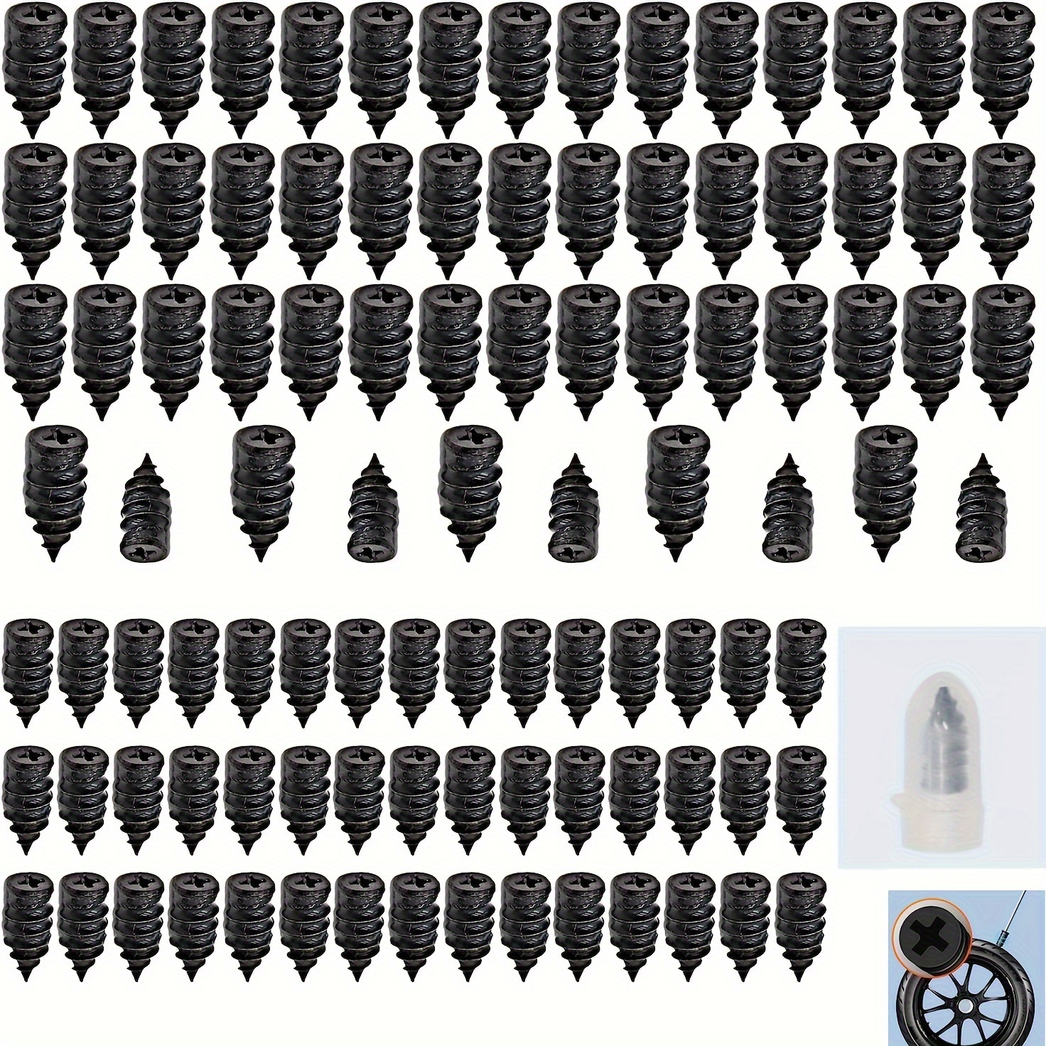 100pcs (s 50pcs And L 50pcs) Separately Packaged, Vacuum Tire Kit With Spiral Nails, For Automobiles And Motorcycles