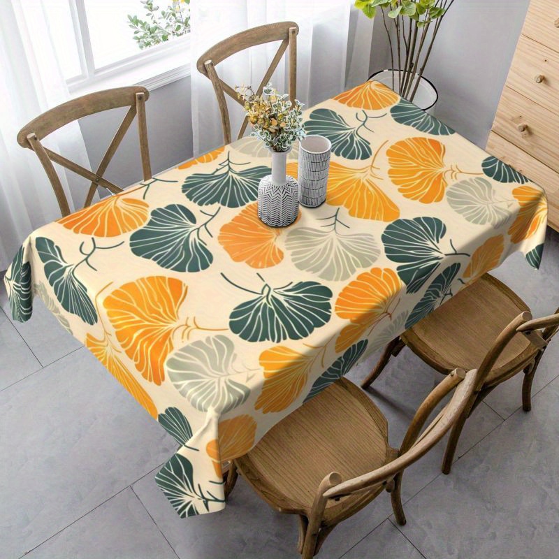 

1pc, Tale Cloth, Multicolor Ginkgo Leaf Pattern Table Cover, Waterproof And Stain Resistant Tablecloth, Kitchen Dining Room Party And Yard Table Cloth, Suitable For Indoor