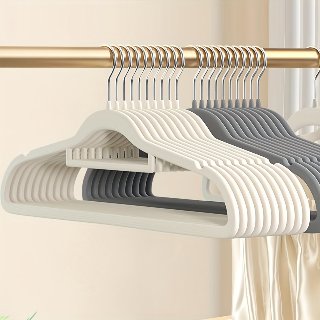 

10pcs Velvet Hanger Heavy Duty Non-slip Hanger For Coats, Pants And Dress Clothes, Space Saving Clothing Felt Hanger, For Hotel Use