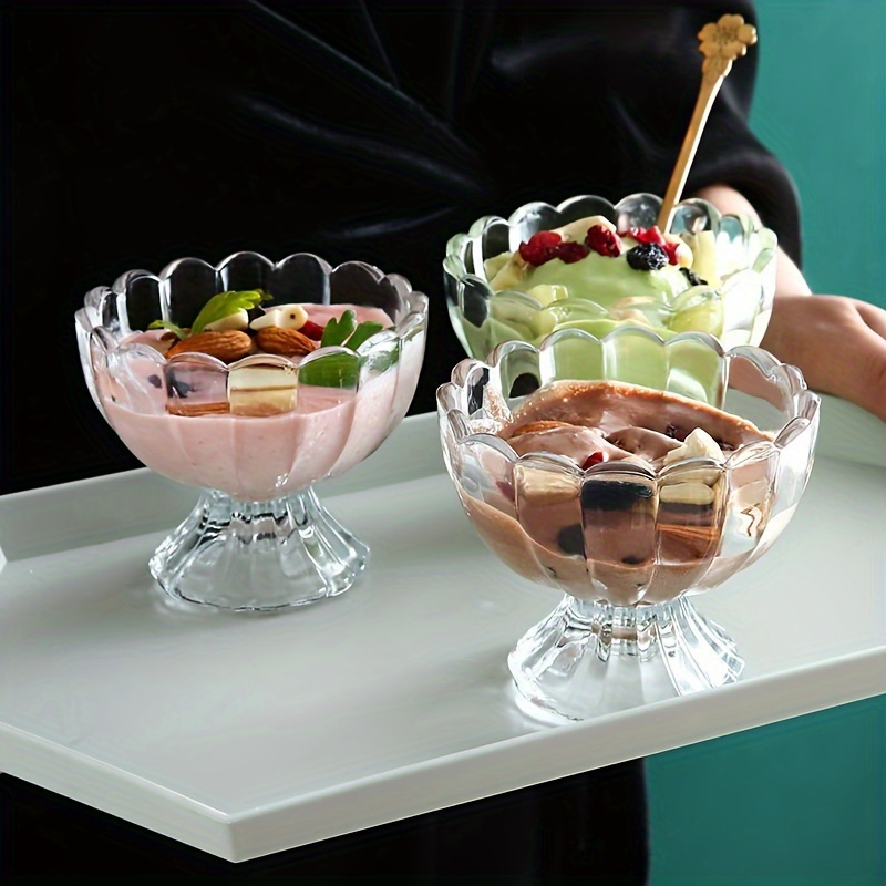 

3pcs/set, Glass Footed Dessert Cups - Perfect For Ice Cream, Salad, Appetizers - Elegant Tableware For Home And Kitchen, Suitable For Cafe Restaurant Eid Al-adha Mubarak