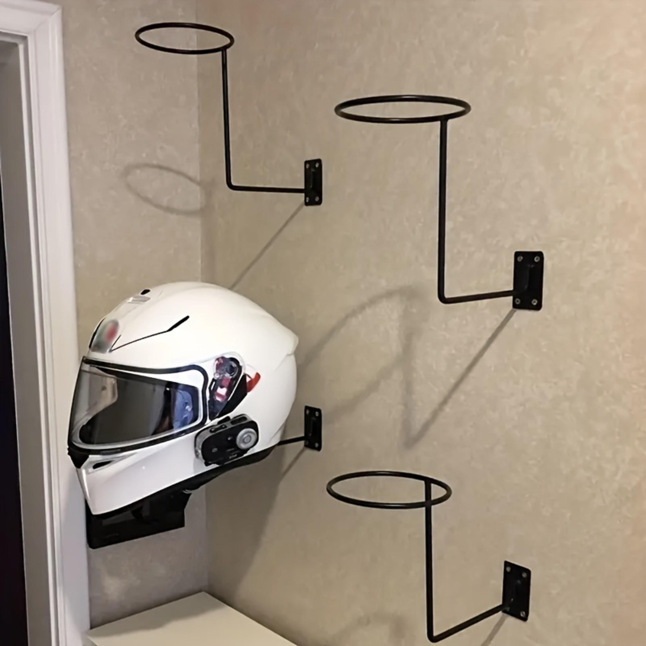 TEMU 1pc Wall Mounted Metal Helmet Hook, Perfect For Display Motorcycle Helmets, Dance Masks