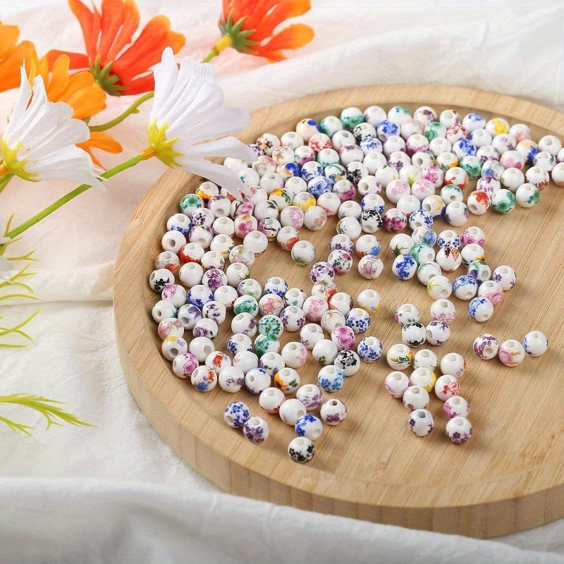 

23pcs Floral Ceramic Beads Set, Assorted Designs Diy Jewelry Making, Craft Ceramic Spacer Beads For Bracelets, Necklaces, Art Projects, Mixed Patterns & Colors