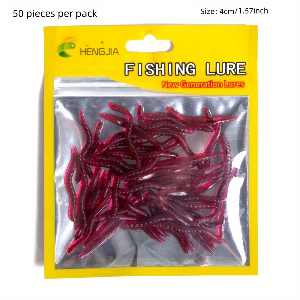 

50pcs/pack Realistic Red Worm Lure, Artificial Soft Earthworm, Outdoor Fishing Accessories