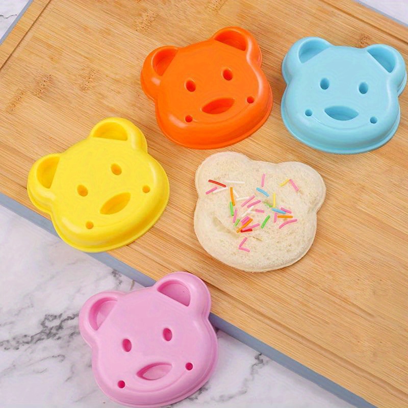 3pcs sandwich cutter set plastic bread knife with mini cartoon rabbit bear and car shapes for kids bento lunch mold details 3