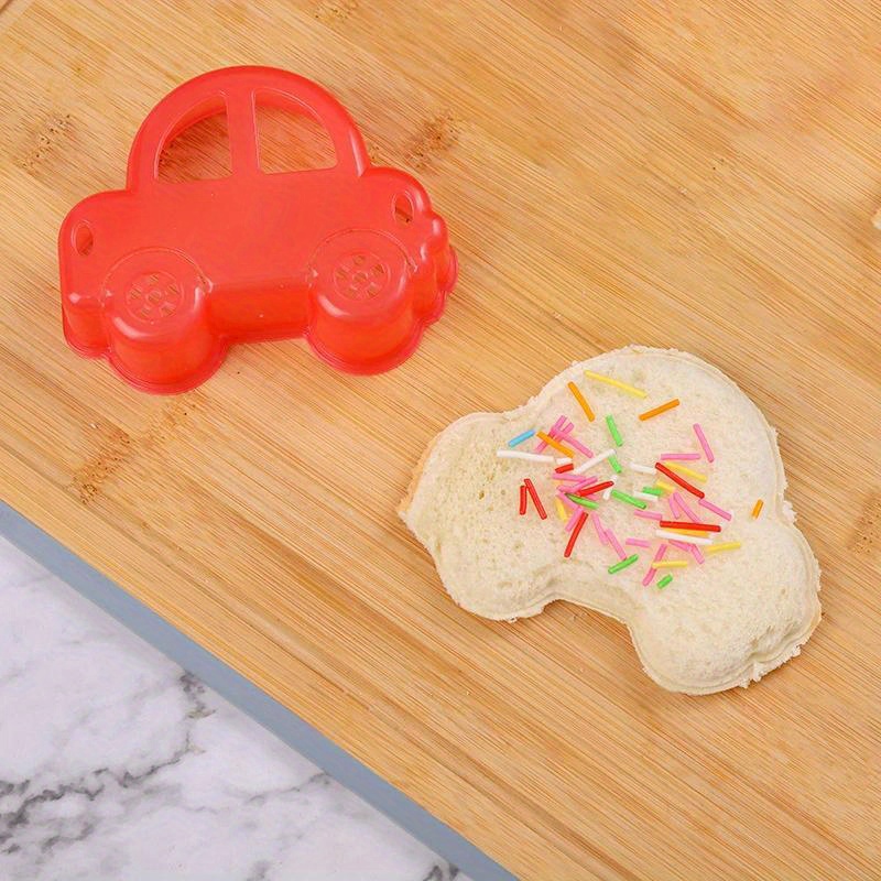 3pcs sandwich cutter set plastic bread knife with mini cartoon rabbit bear and car shapes for kids bento lunch mold details 8