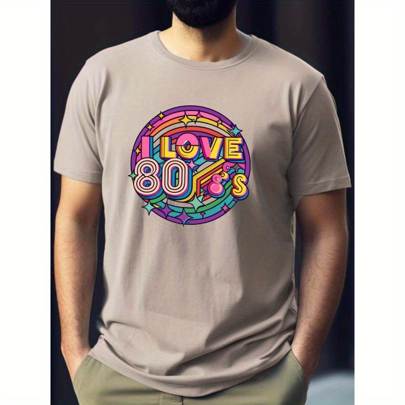 

I Love 80's Print Tee Shirt, Tees For Men, Casual Short Sleeve T-shirt For Summer
