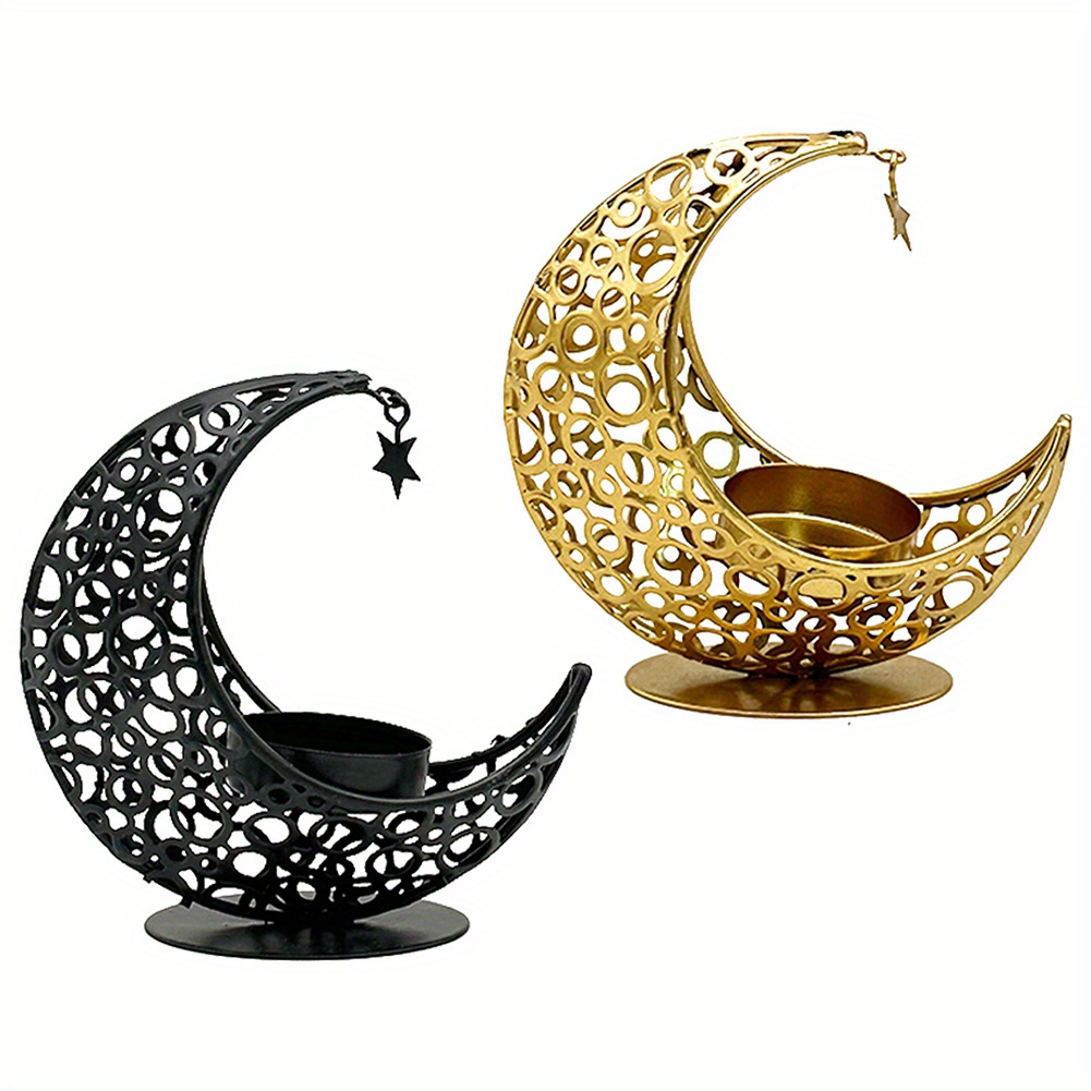 

Elegant Moon-shaped Candle Holder - Metal Tea Light Stand For Ramadan Home Decor