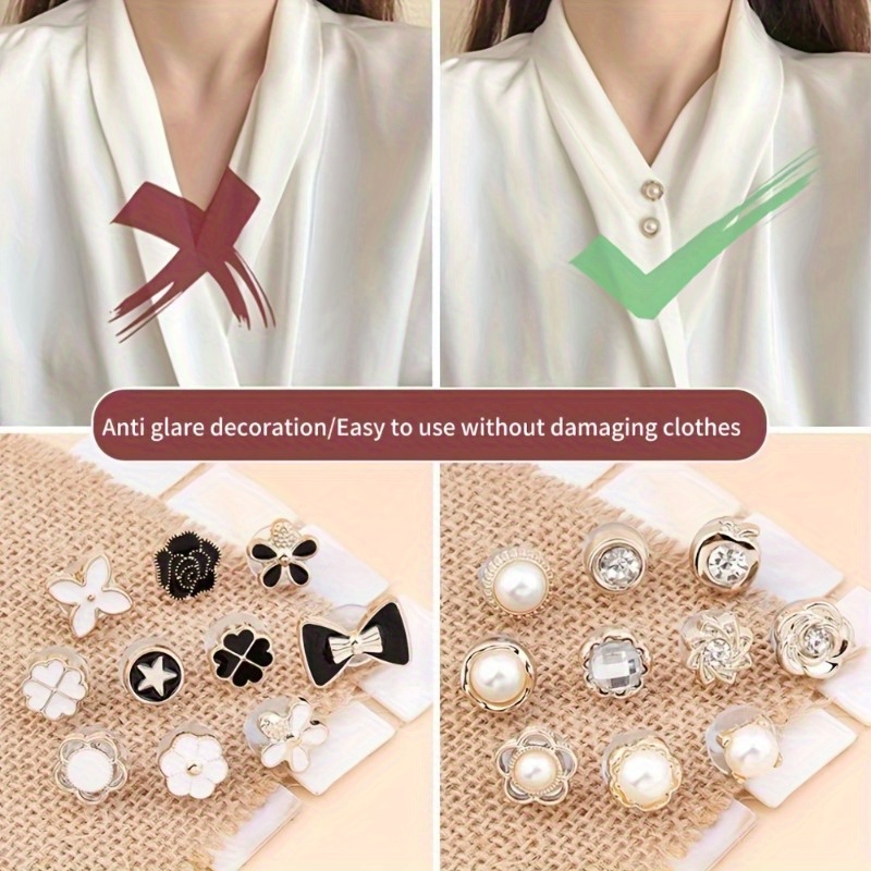 

30pcs Mixed Color Metal Shirt Collar Buttons - Non-slip Silicone Grips, Rust-free, Sew-free Secure Fit For Shirts & Blouses