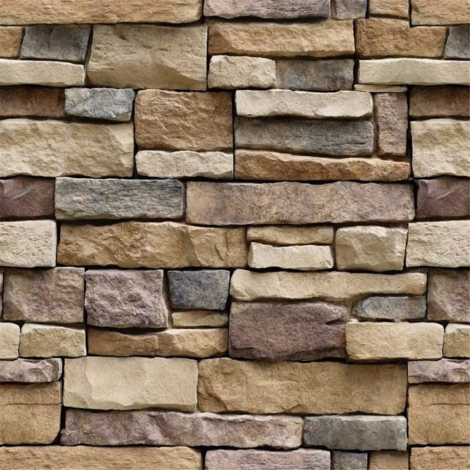 

1 Roll 3d Stone Brick Wallpaper, Vinyl Self-adhesive Backsplash Decor, Waterproof Wall Covering For Bedroom, Laundry, Kitchen Cabinets, Home Decor, 17.7x118 Inch, Rustic Stone And Wood Style