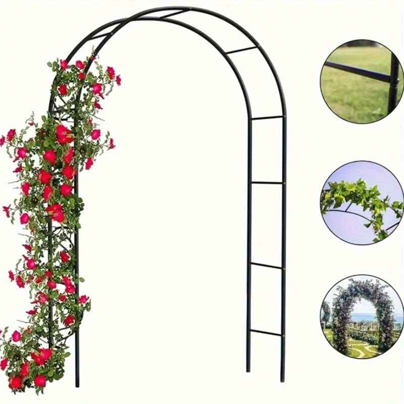 

Heavy-duty Black Metal Garden Arch - Climbing Plants, Roses & Vegetables | Ideal Outdoor Decor For Christmas, New Year & Valentine's