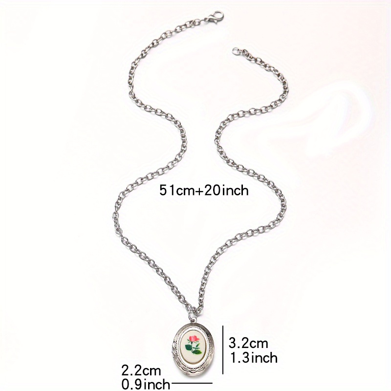 Vintage Rose Patterned Pendant Necklace, Elegant Gift for Women