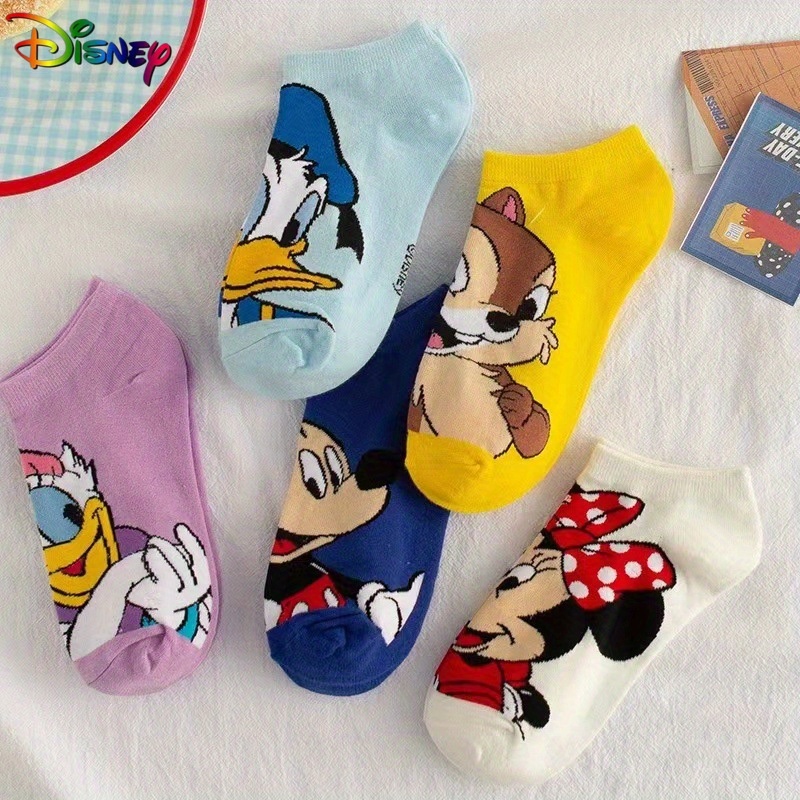 

5 Pairs Disney Cartoon Socks, Cute & Breathable Low Cut Invisible Socks, Women's Stockings & Hosiery