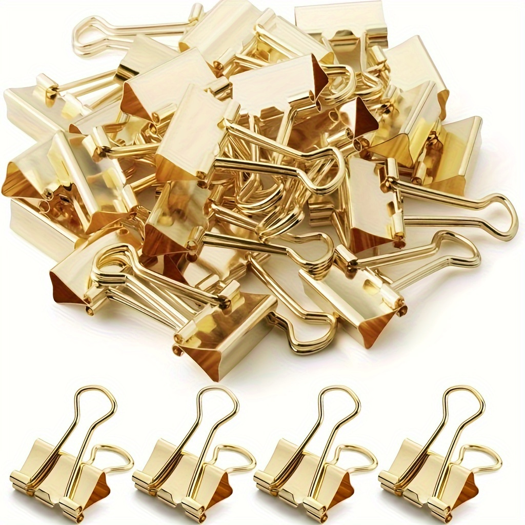 

20-piece Gold Metal Binder Clips, Long Tail Paper Clamps For Office And School Supplies
