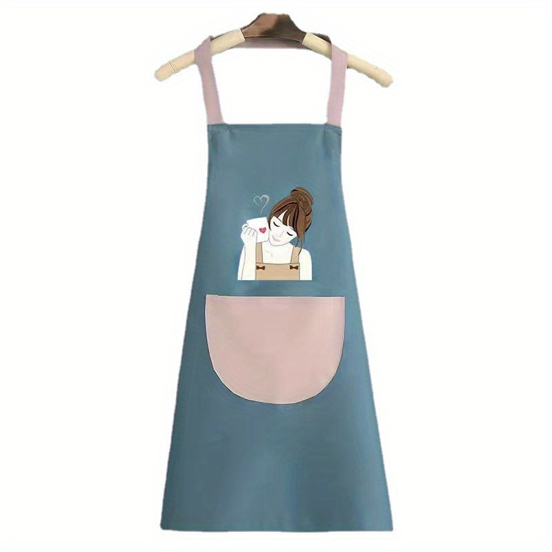 

Cute Cartoon Printed Apron, Pvc & Polyester, Knit Fabric, Waterproof & Oil-proof, Ideal For Home Cooking, Baking, Gardening, Kitchen & Restaurant Use