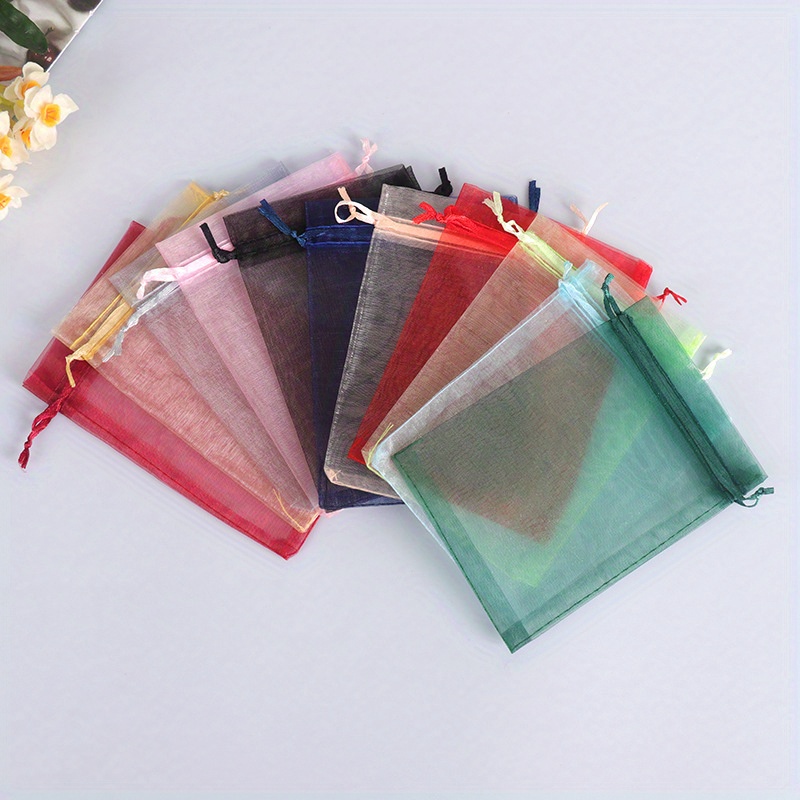 

Value Pack 50pcs Mixed-color Organza Bags, Transparent Plain Sheer Organza Pouches With Drawstring, Assorted Jewelry Gift Packaging, Multi-purpose Party Wedding Favor Candy Bags