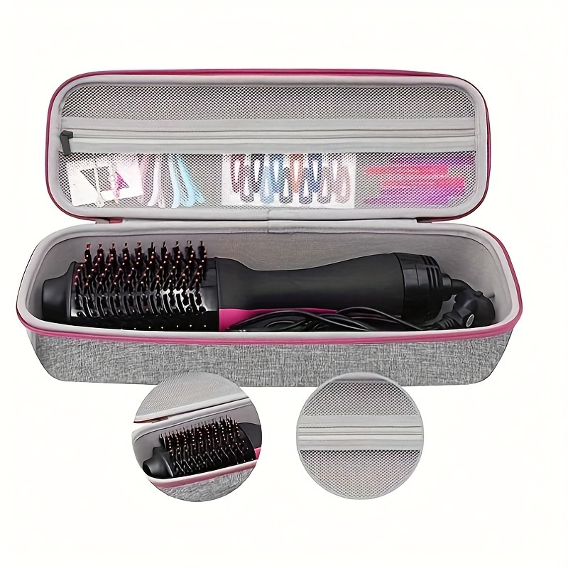 

1pc, One-step Hair Dryer Case, Travel-friendly Styling Tool Storage, Protective Dustproof Case With Compartments, Zippered Mesh Pocket For Accessories