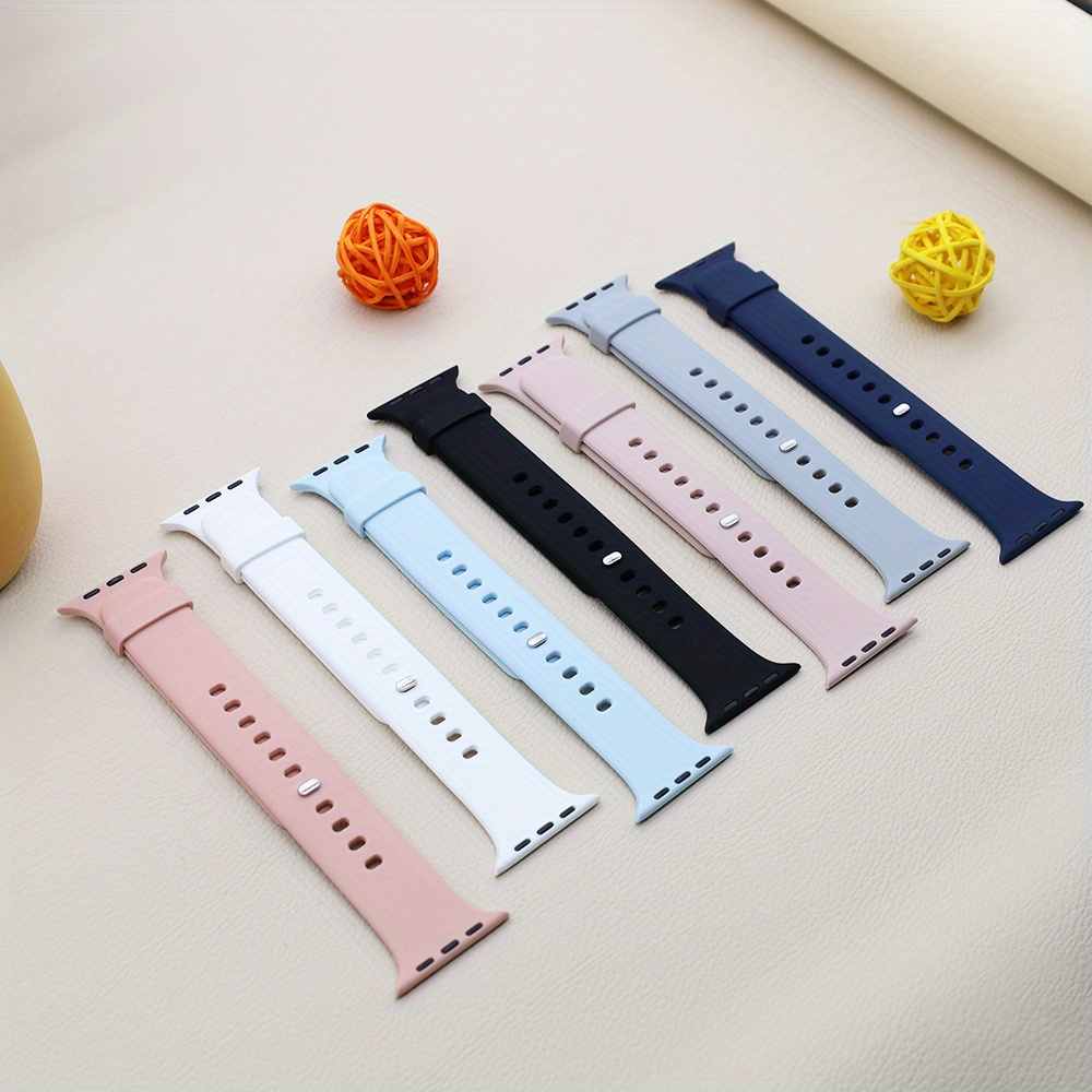 

Sports Style Watch Band Watch Strap Compatible With Watch 45mm 44mm 42mm 41mm 40mm 38mm Durable Soft Silicone Bracelet For Iwatch Ultra Se/9/8/7/6/5/4/3/2/1/se