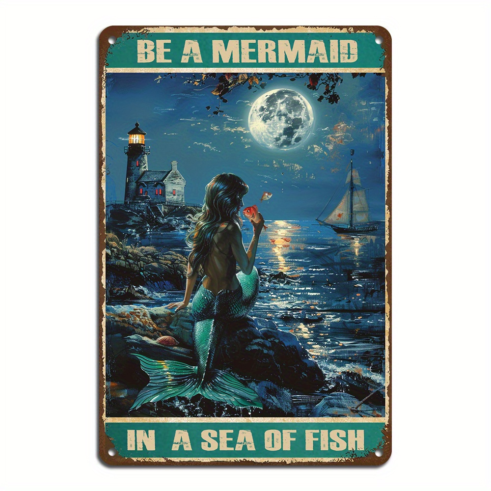 

1pc, In A Sea Of Fish Metal Tin Sign Retro Metal Tin Poster For Room Decor, Bar Decor (8x12inch/20*30cm)