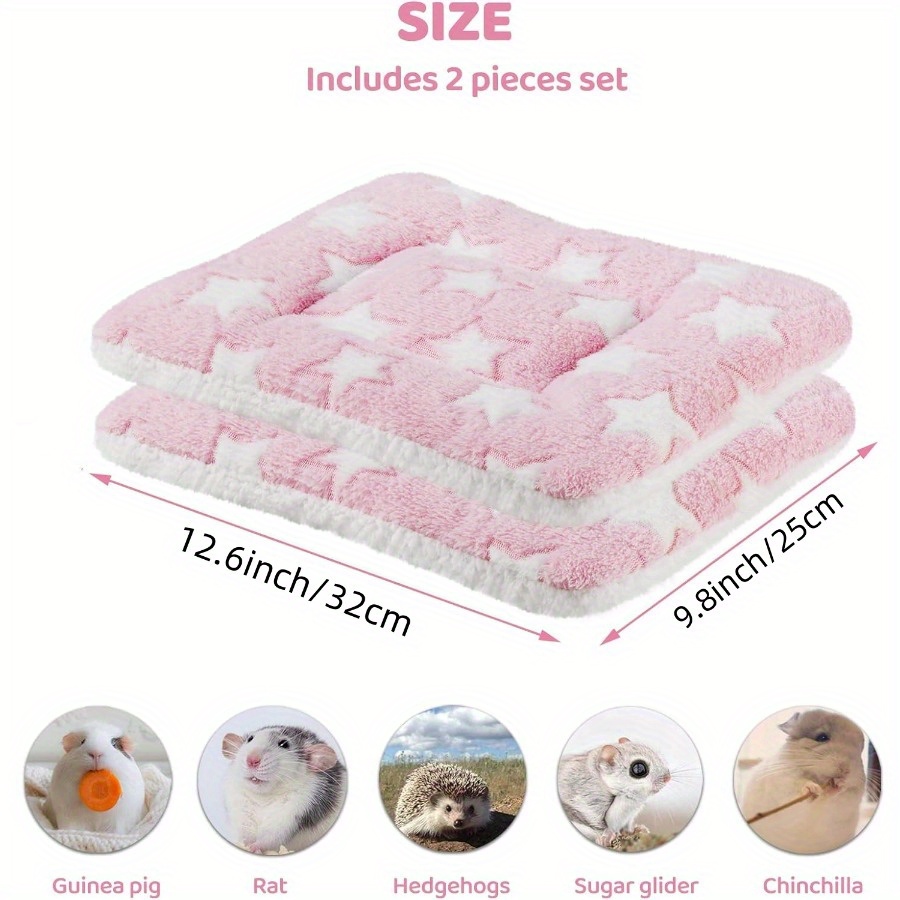 TEMU 2-pack Cotton-filled Warm Guinea Pig Bed Mat, Soft Fleece Washable Sleeping Pad For Small Animals - Perfect For Rabbit, Hamster, Rat, Hedgehog, Sugar Glider, Chinchilla