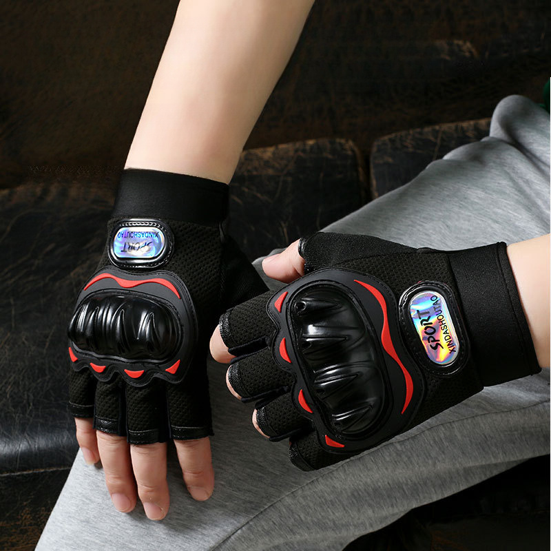 

Gants de Moto -Doigts Respirants et Antidérapants pour Hommes - Rouge & Noir en Polyester , Équipement d'Été pour Fitness et Activités en