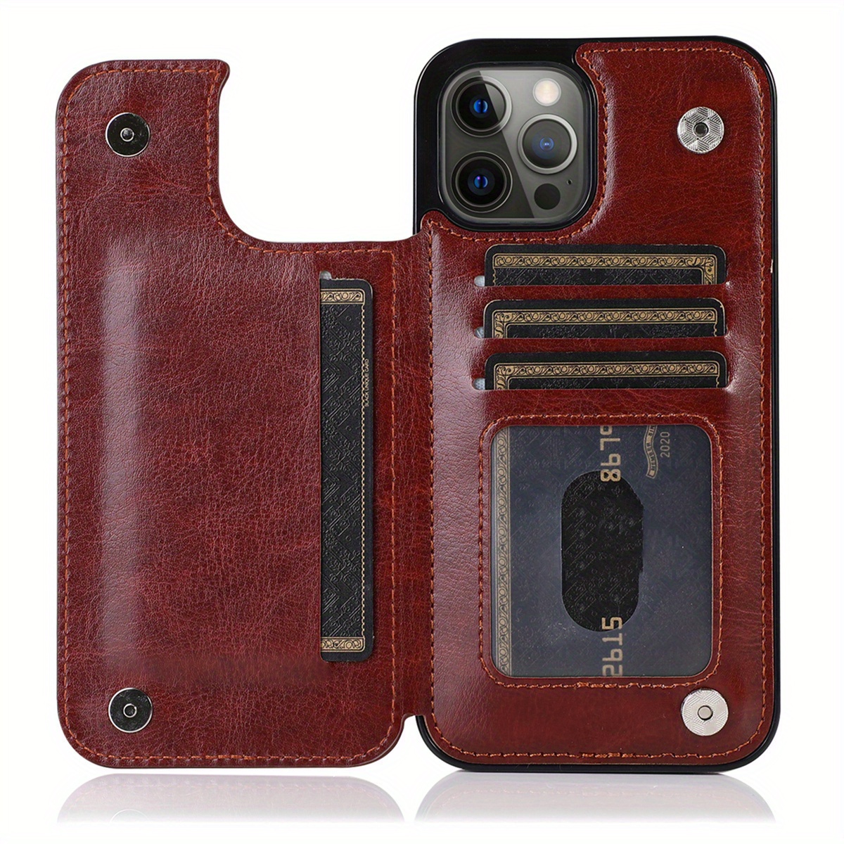 for iPhone 16e 16 15 14 Plus 13 12 11 Pro Max SE 2022 7 8 Plus X XR XS Max Wallet Case With Card Holder, Kickstand Card Slots Case, Double Magnetic Clasp and Durable Cover