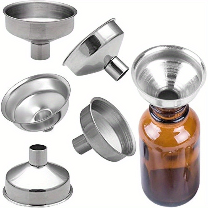Image of 1.25 Inch (approximately 3.2 Cm) Stainless Steel Mini Funnel, Suitable For Miniature Bottles, Essential Oils, Lipstick, Cooking Spice Liquids, Homemade Makeup Fillers (6/12 Pack)