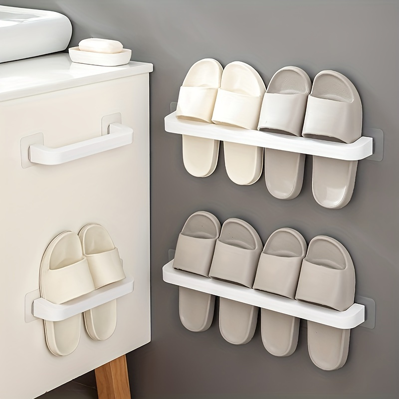 

1pc Simple Hanging Bathroom Shoes Drain Rack, Wall Plastic Shoe Storage Rack For Slippers, Household Space Saving Organizer For Bathroom, Bedroom, Home, Dorm