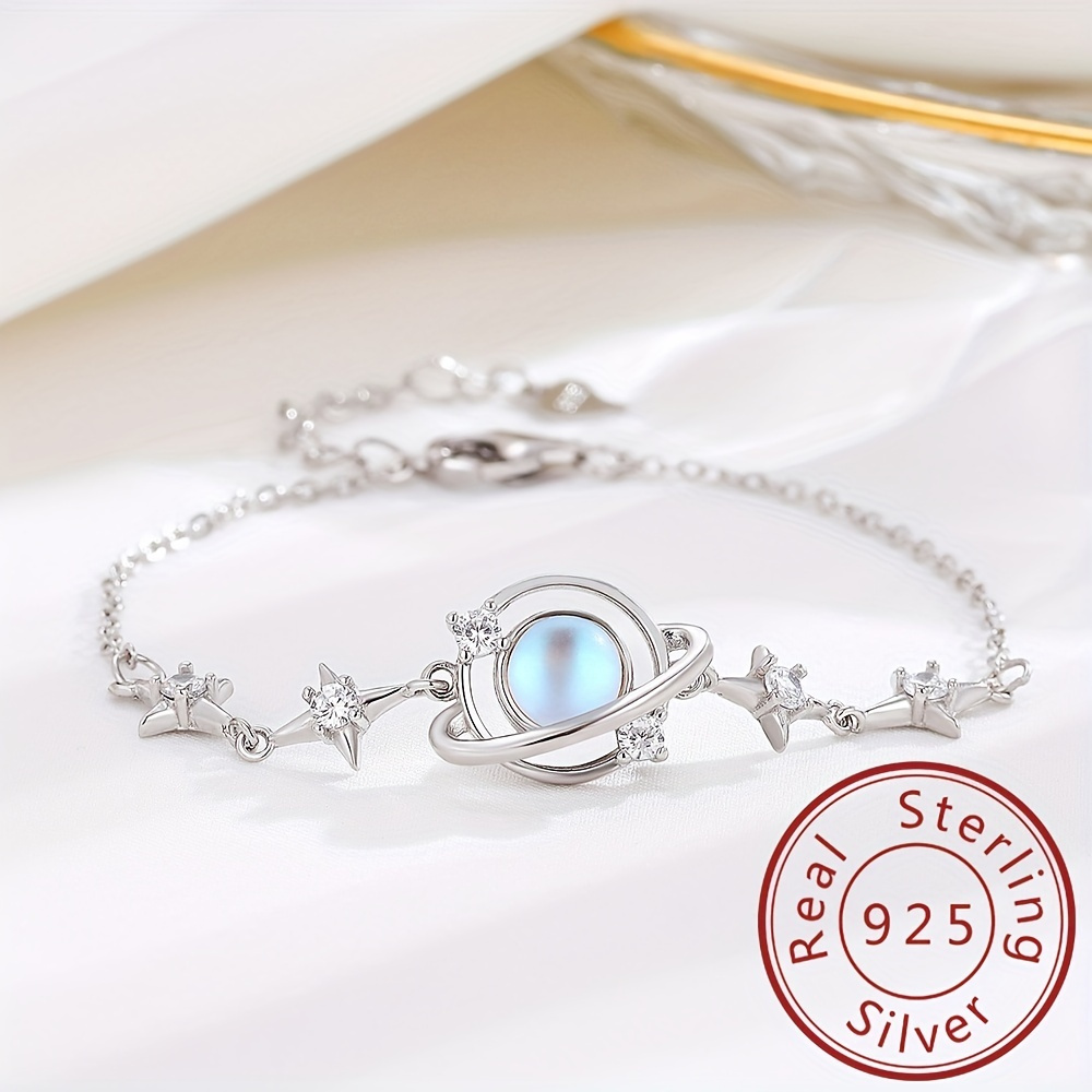 

Elegant 925 Sterling Silver Bracelet - Dainty Planet Charm - Adjustable - Perfect For Casual & Special Occasions