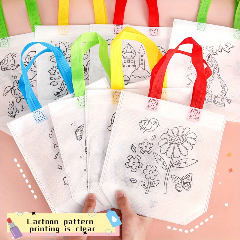 

creative Fun" 11-pack Reusable Coloring Party Favor Bags - Diy Graffiti Art Goodie Bags For Birthday, Wedding & Crafts - Assorted Colors