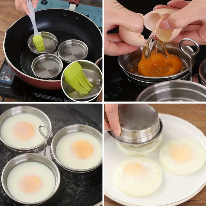 

3-pack Stainless Steel Egg Cooker Rings, Poaching Cups With Handle, Round Egg Poacher Pan Inserts, Detachable For , Food Contact Safe Cooking Tools