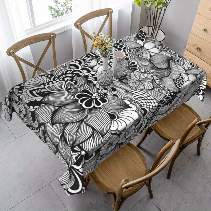 

1pc, Rustic Floral Design Tablecloth, Waterproof And Anti-stain Table Cover, Perfect For Kitchen Dining Party And Patio Tables