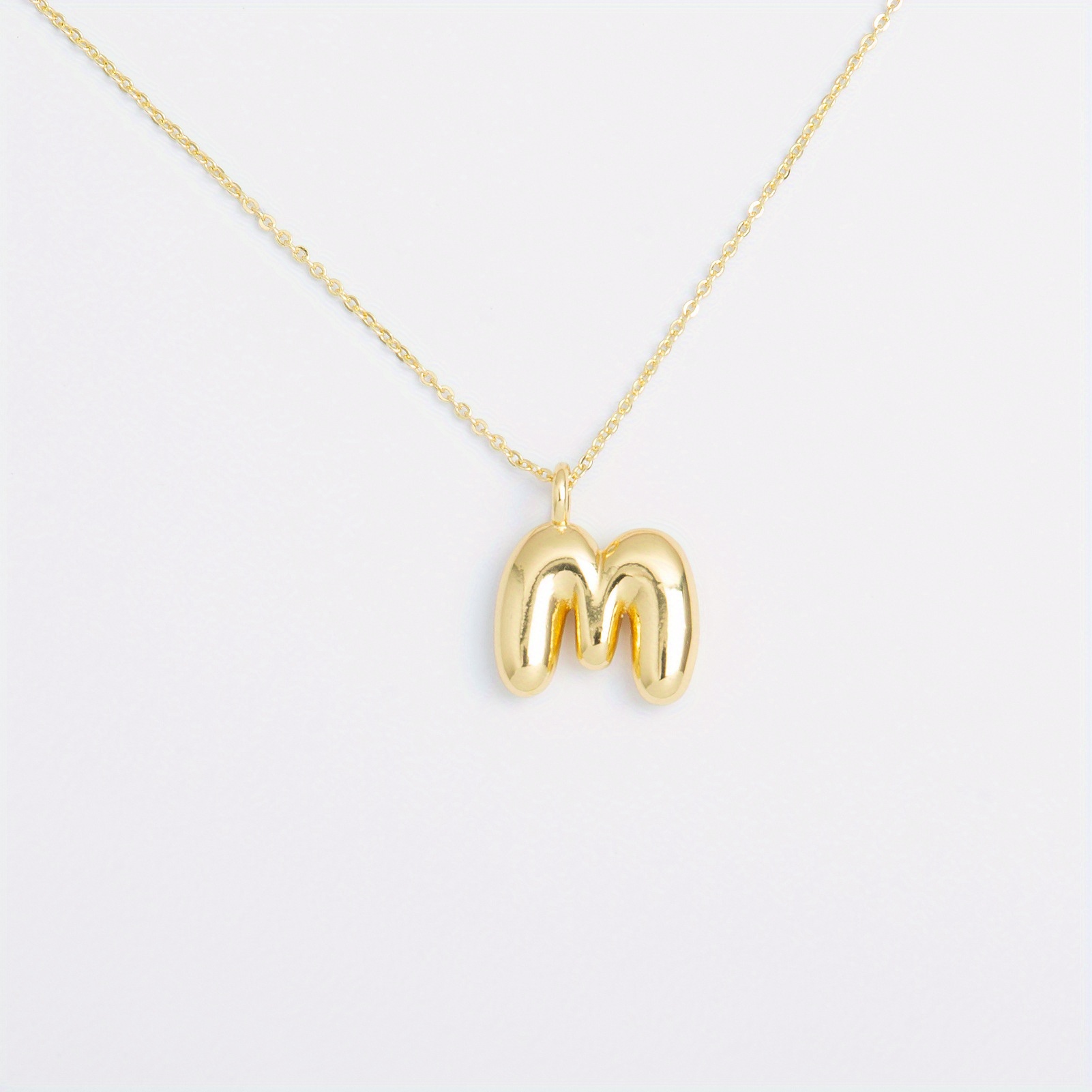 Image of Western -border Fashion 26 English Letters Pendant Necklace Easy Gold-plated Balloon Glossy Letter Necklace