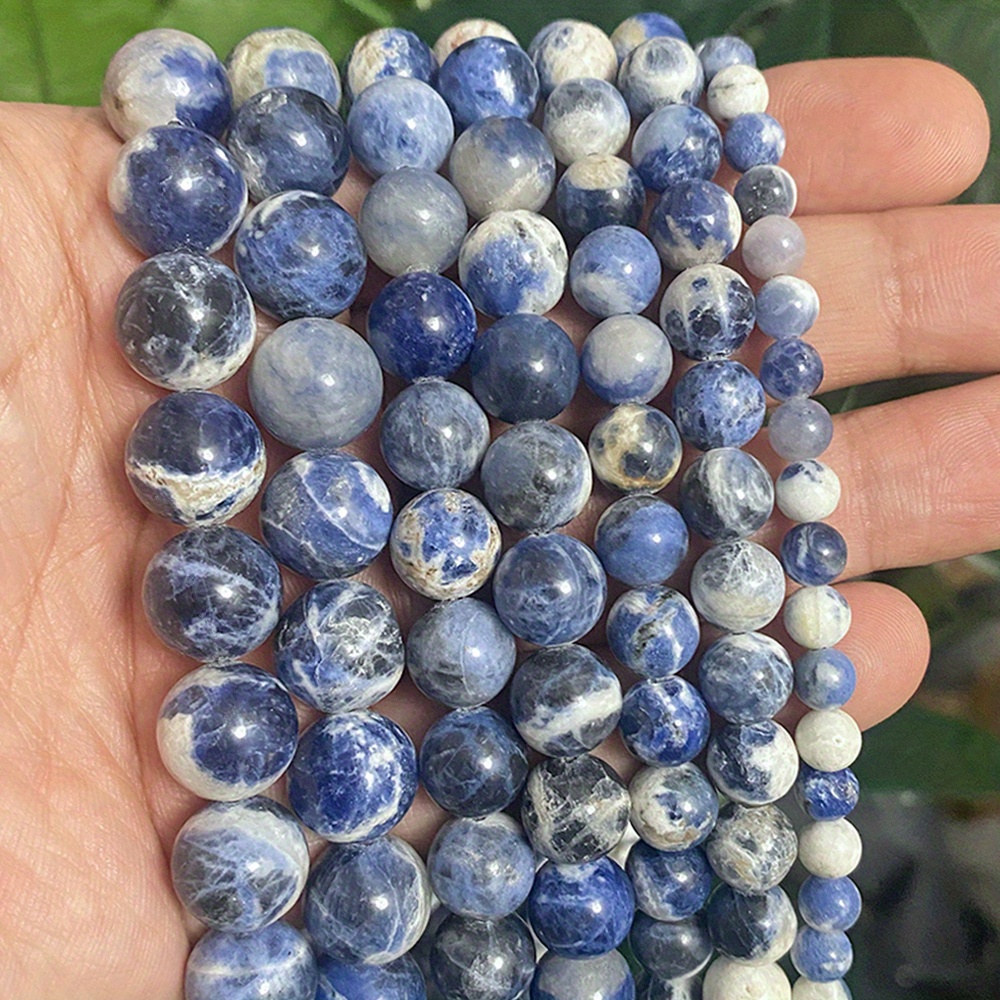 

elegant" Blue Sodalite Gemstone Beads - Natural Round Smooth Loose Beads For Diy Jewelry Making, Bracelets, Earrings, Rings - 15'' Strand, Assorted Sizes (4/6/8/10mm)